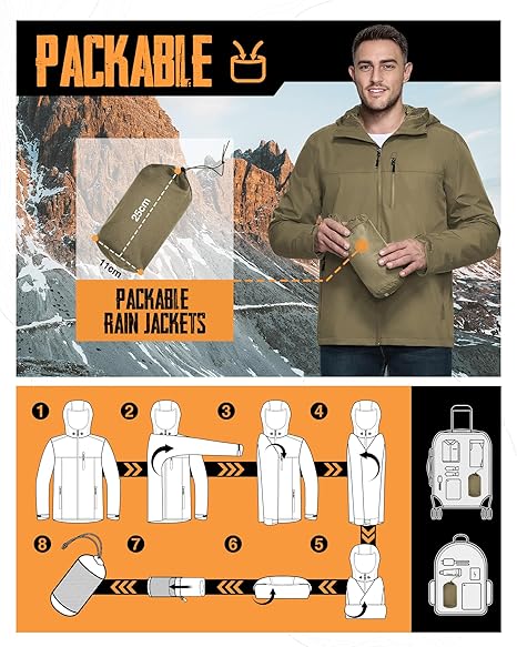 33,000ft Men's Packable Rain Jacket