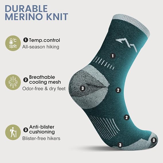 innotree Men's Merino Wool Hiking Socks